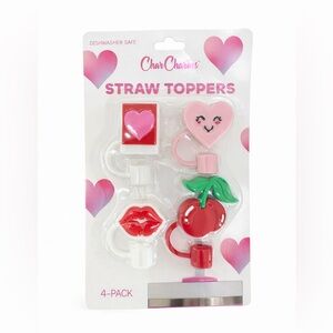 Valentines Heart, Cherry & lips Straw Toppers